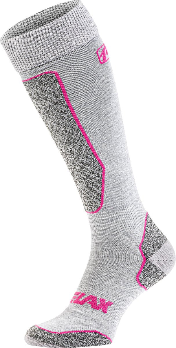 Relax Alpine Wintersokken Grijs - Roze S 35 - 38