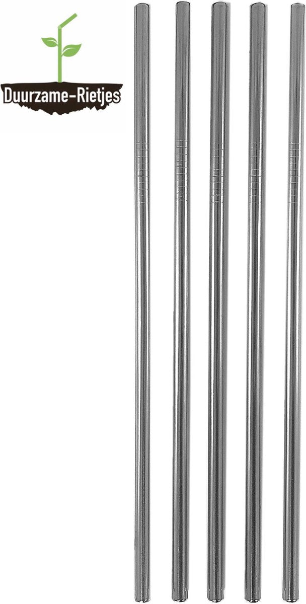 Roestvrijstalen Rietjes Zilver | 3 st. Recht | RVS Rietjes | Herbruikbare Rietjes | Plastic Vervanger | Duurzame-Rietjes | Gratis verzending