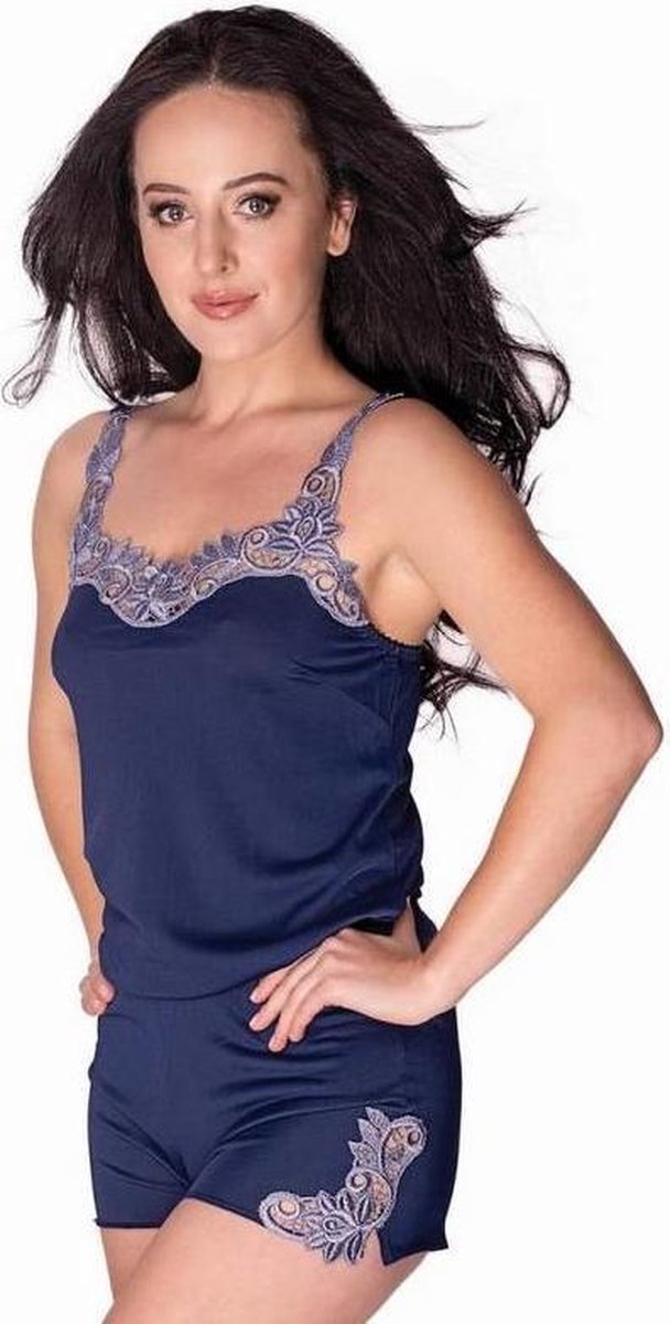 Mewa- Megan- mooie shortama - donkerblauw- vegan zijde 44