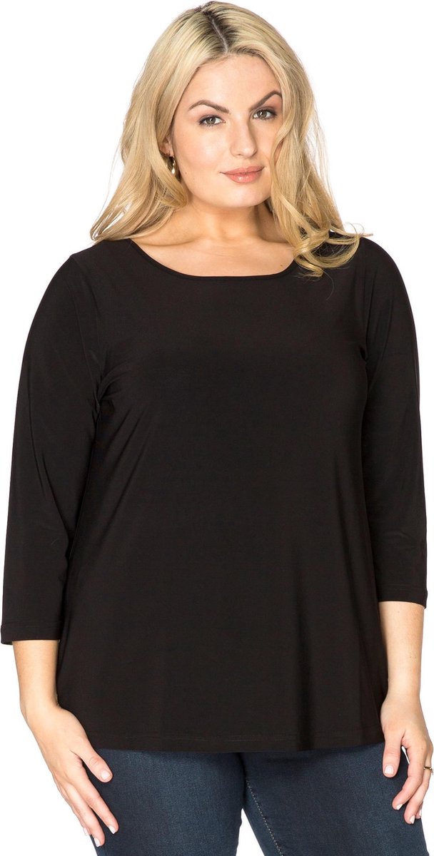 Yoek | Grote maten - dames t-shirt lange mouw - zwart