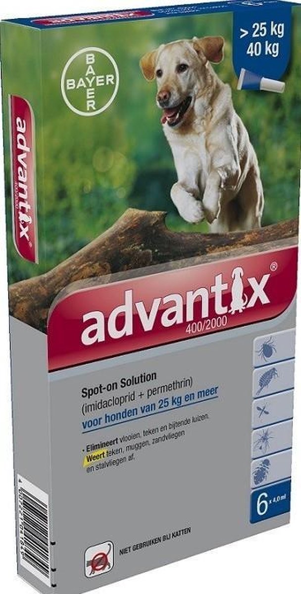 Bayer Advantix Vlooien & Teken Pipetten - Hond 25 tot 40kg - 6 stuks