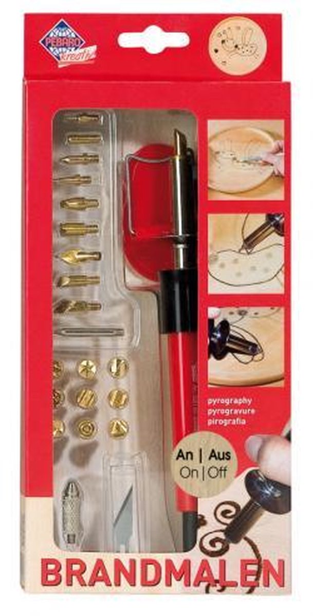 Pebaro Houtbrander set Deluxe 20 Opzetstukken met Schakelaar