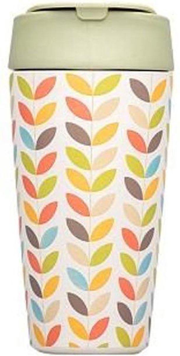 PLA/plant bioloco beker to go 420ml - Retro bladeren