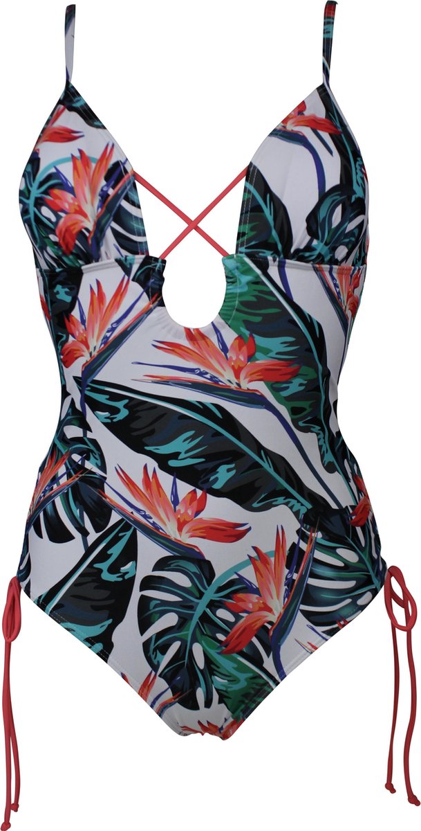 Mila Paradise Bloom Wit/Print - Badpak Maat: 46