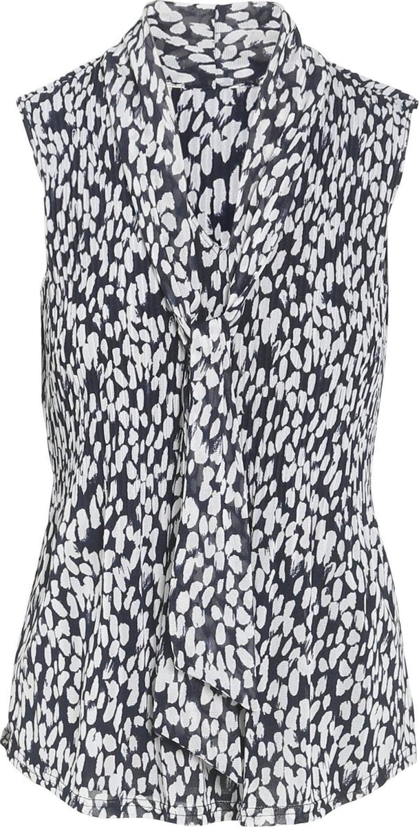 Cassis - Top in gevlekte netstof - Marineblauw