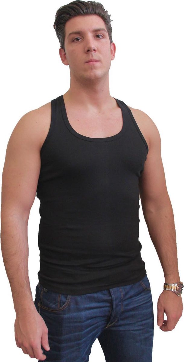 katoenen halter hemd multipack 4 stuks zwart maat XXL