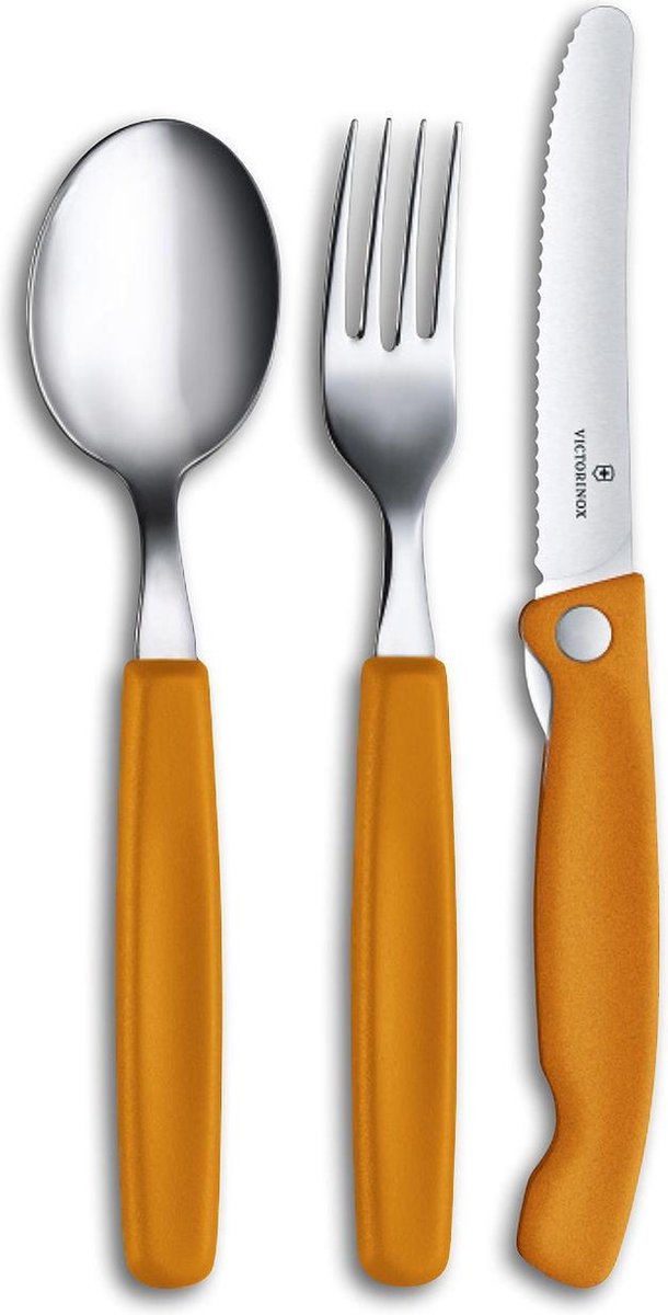 Victorinox Bestekset 3-delig - Oranje - Inklapbaar mes