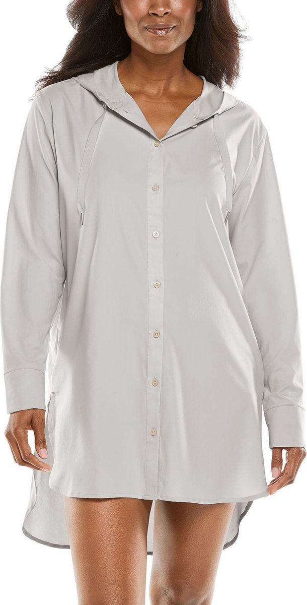 Coolibar - UV-werende Strandtuniek voor dames - Palma Aire - Steengrijs - maat S