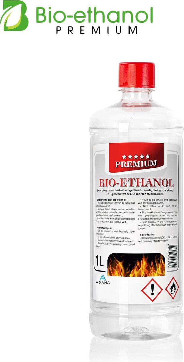 Adana - Bio-Ethanol -PREMIUM- bioethanol -biobrandstof - 1 liter