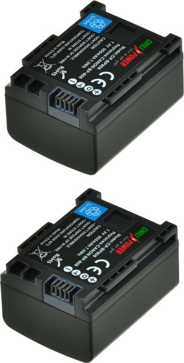 ChiliPower Canon BP-807 / BP-808 camera batterij - 2 stuks verpakking