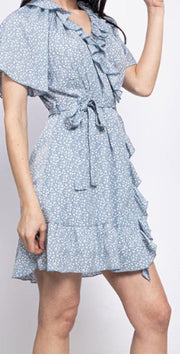 Floral wikkeljurk | blauw | maat S/M