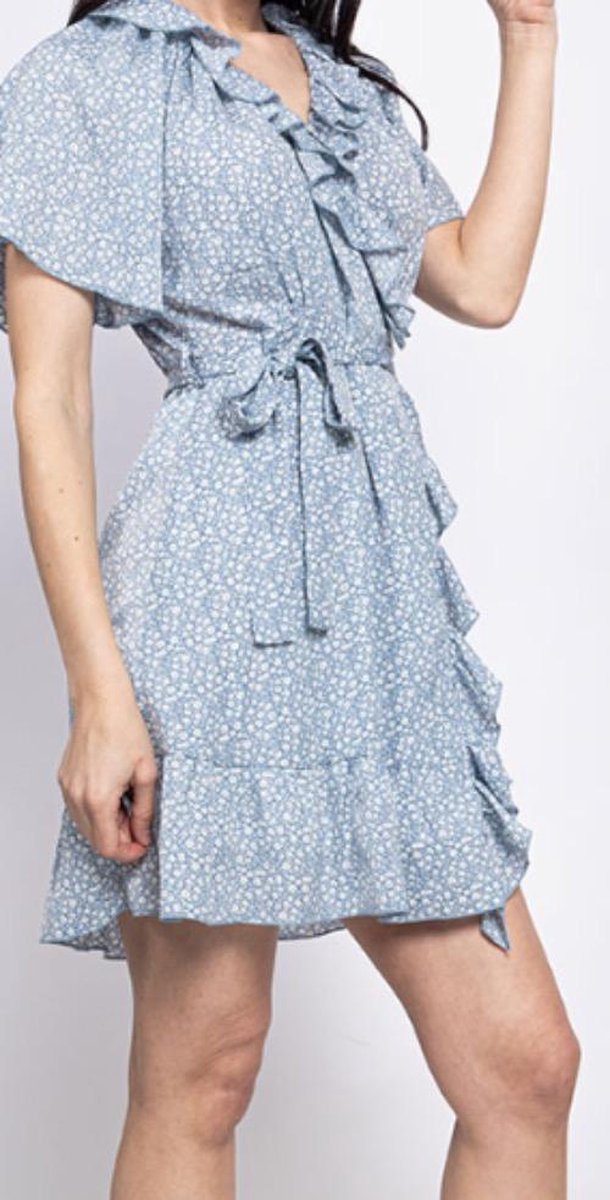 Floral wikkeljurk | blauw | maat S/M