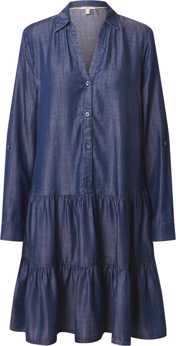 Esprit blousejurk Blauw Denim-36