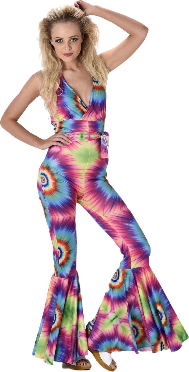 Sexy Hippie Tie Dye Jumpsuit Dames - Maat S