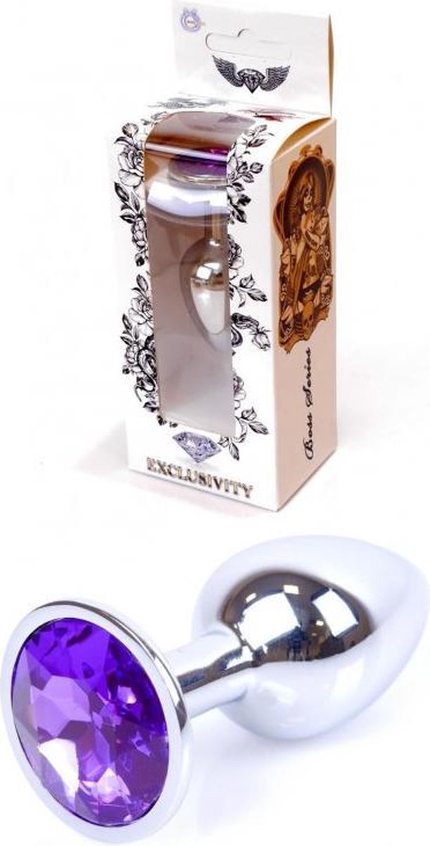 Butt plug - Anaal plug- Jawellery Silver PLUG- Paars