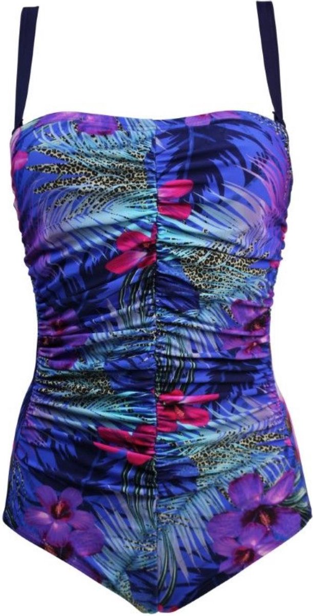Mila badpak strapless blue pink 46