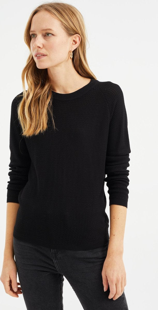 WE Fashion Dames fijngebreide trui met structuur