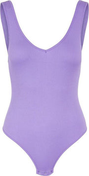 Pieces Rib stringbody - Bodystocking - Rib patroon - Purple  - XS/S