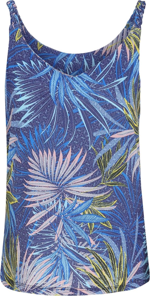 Cassis - Top met kleurrijke bladprint - Blauw