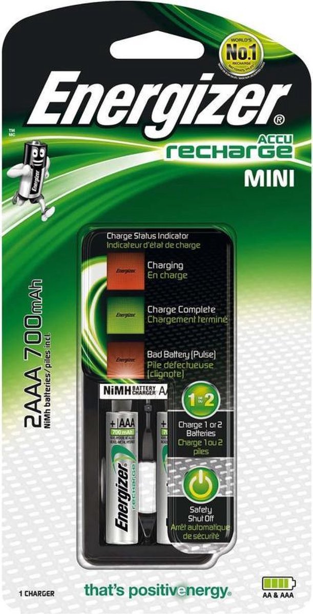 Energizer Mini Charger CH2PC4 Batterijlader Incl. oplaadbare batterijen NiMH AAA (potlood)