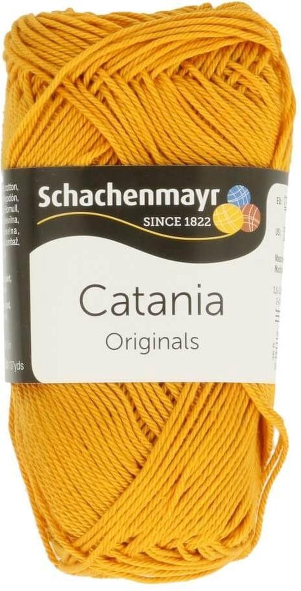 Schachenmayr Catania katoen Goudkleur 249. Pak met 10 BOLLEN a 50 GRAM. INCL. Gratis Digitale vinger haak en brei toerenteller