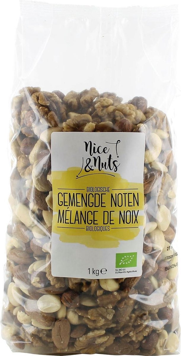Gemengde noten raw Nice & Nuts - Zak 1000 gram - Biologisch