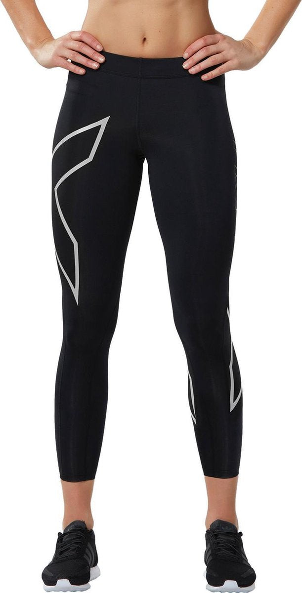 2xu Sportlegging core Compression 7/8 Dames Zwart/zilver Maat Xl