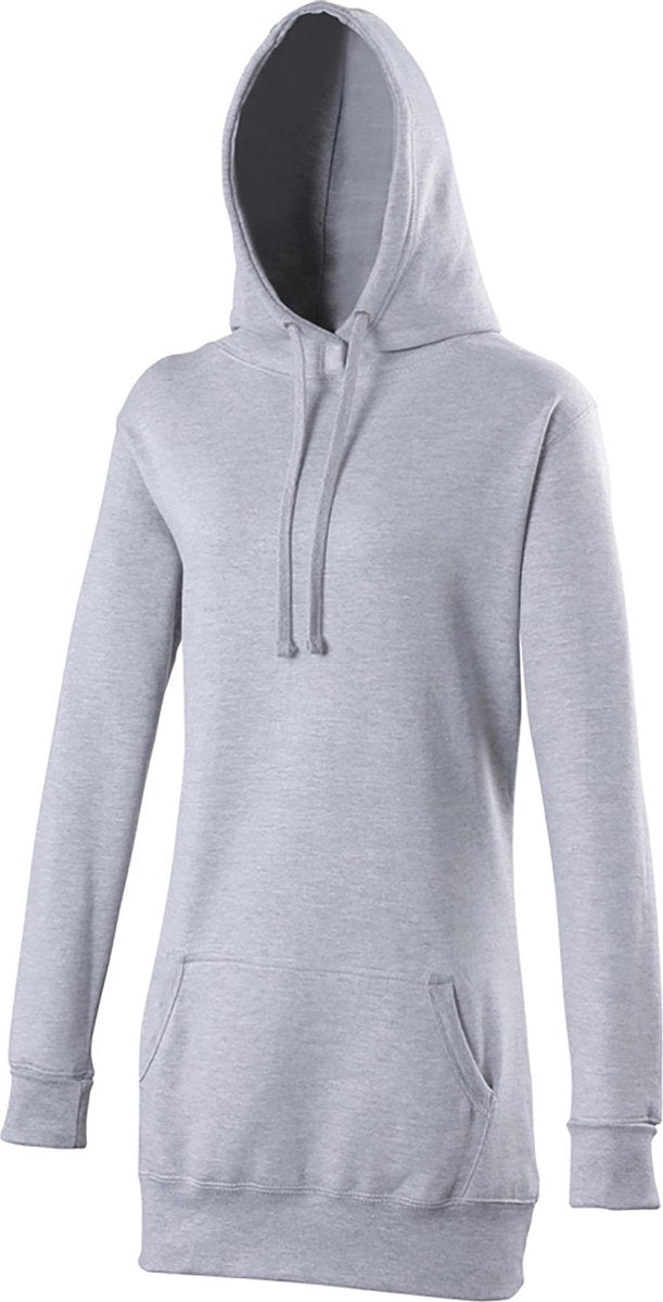 Awdis Girlie Womens Longline Hooded Sweatshirt / Hoodie (Heide Grijs)