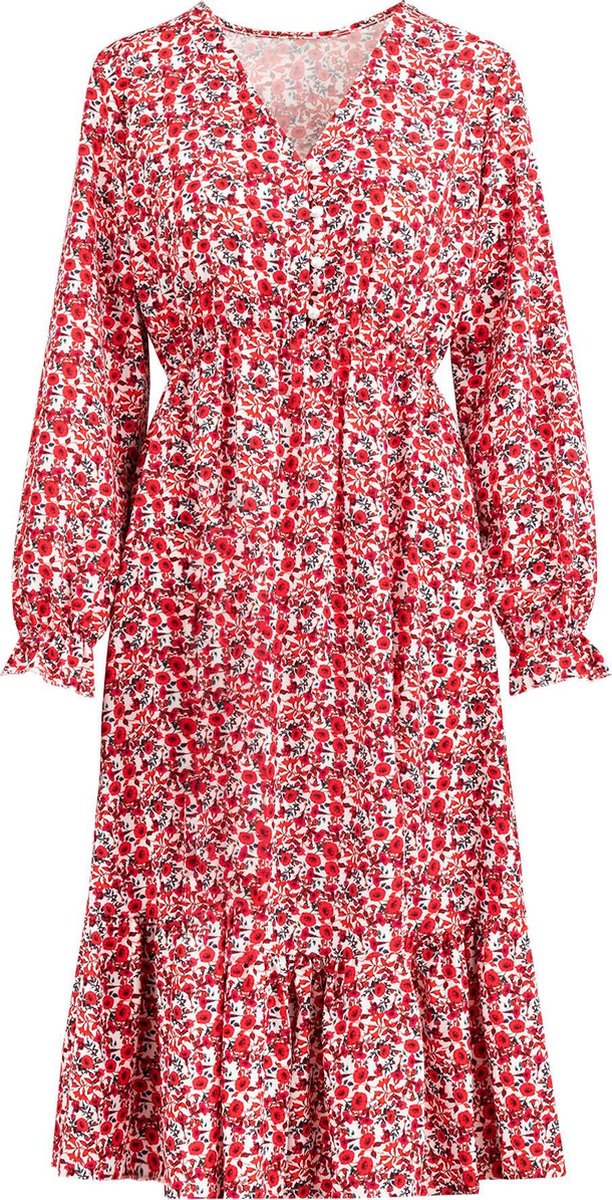 Floral maxi dress red