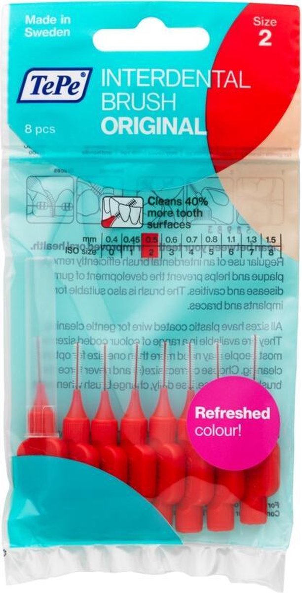 TePe - Interdental Brush Normal (0.5 mm red 8 pcs) - interdental toothbrushes -
