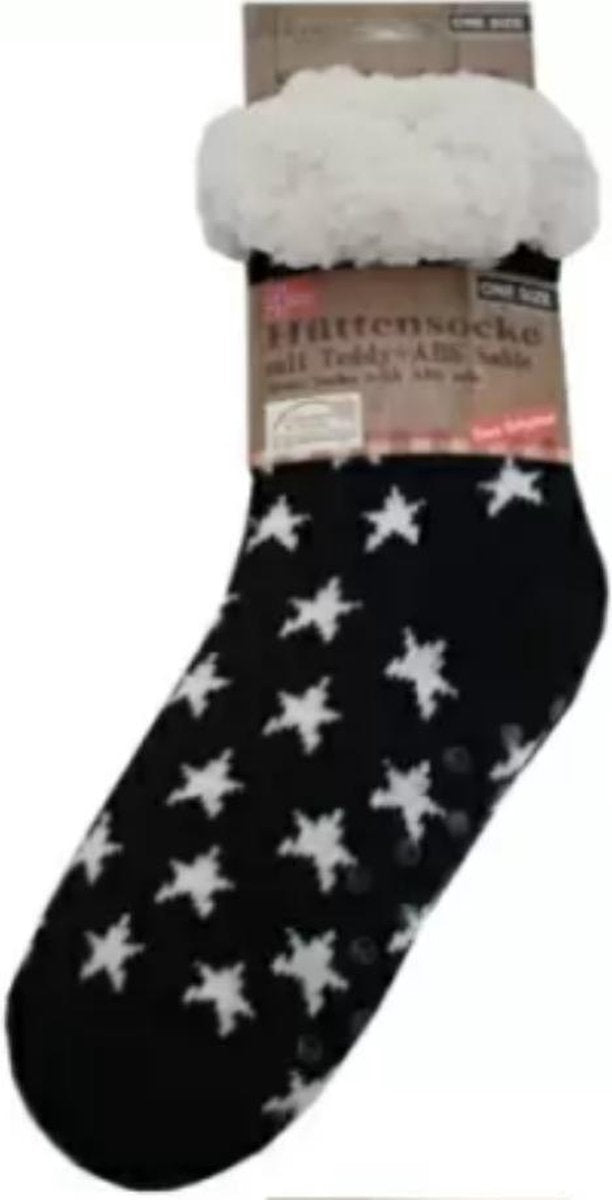 Huissokken Dames | Huissokken | Huissokken Dames Anti Slip |Witte sterren| Pantoffelsdames | Sokken Dames | One size