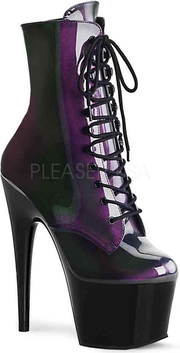Pleaser Enkellaars -37 Shoes- ADORE-1020HG Paars/Zwart