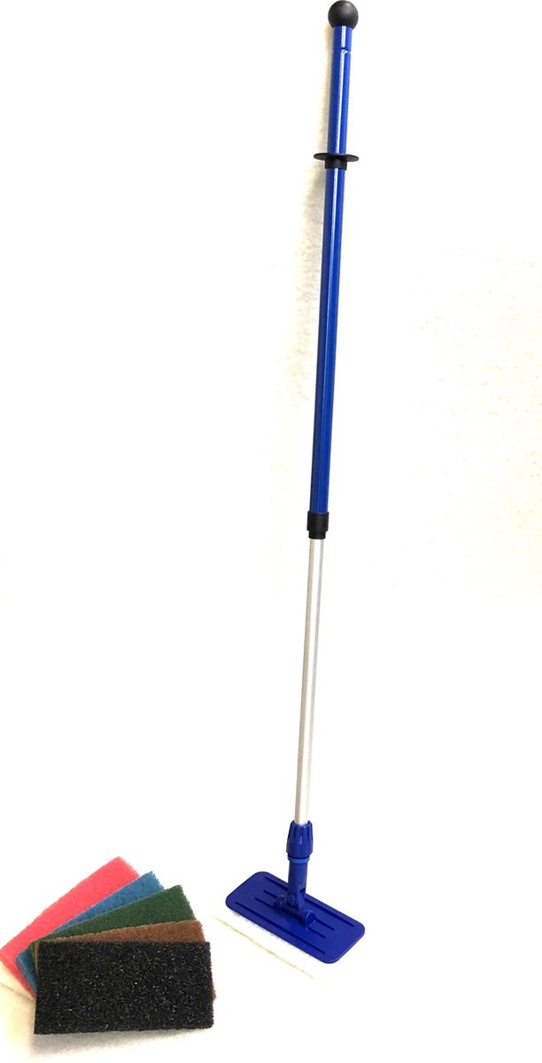 Doodlebug blauw set compleet - 15 blauwe pads met steel en houder voor randreiniging