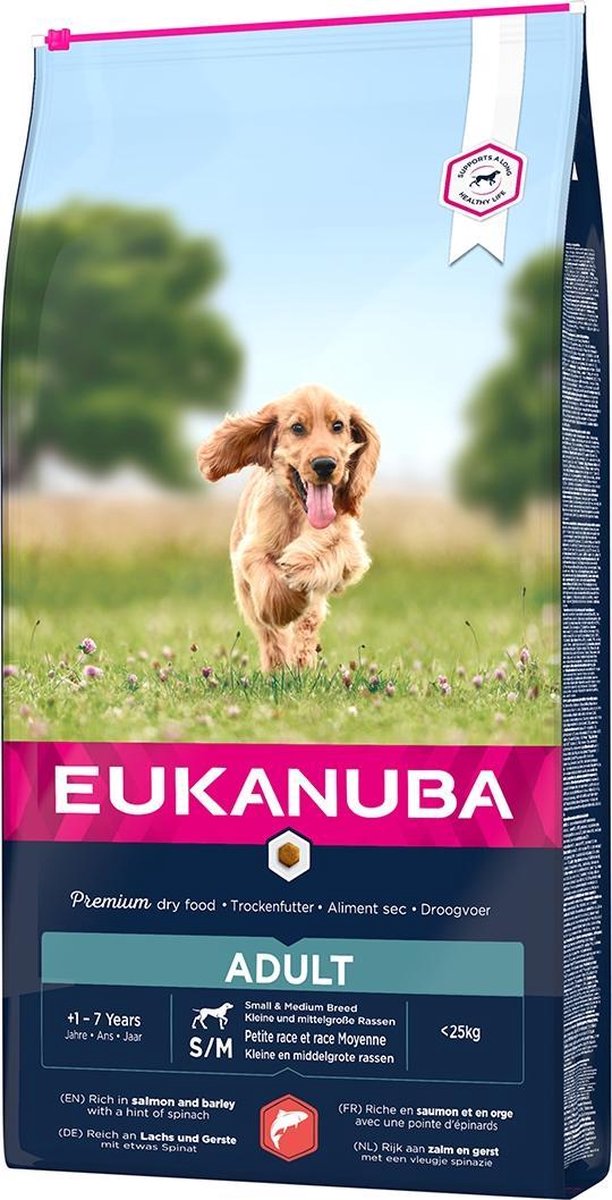 Eukanuba hondenvoer  dog adult sm&med salmon 12KG