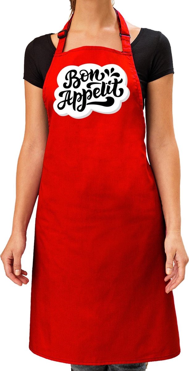 Bon appetit Barbecueschort / BBQ rood voor dames - damesschorten / keukenschort