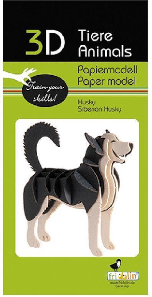 3D puzzel en bouwpakket Siberische Husky van karton
