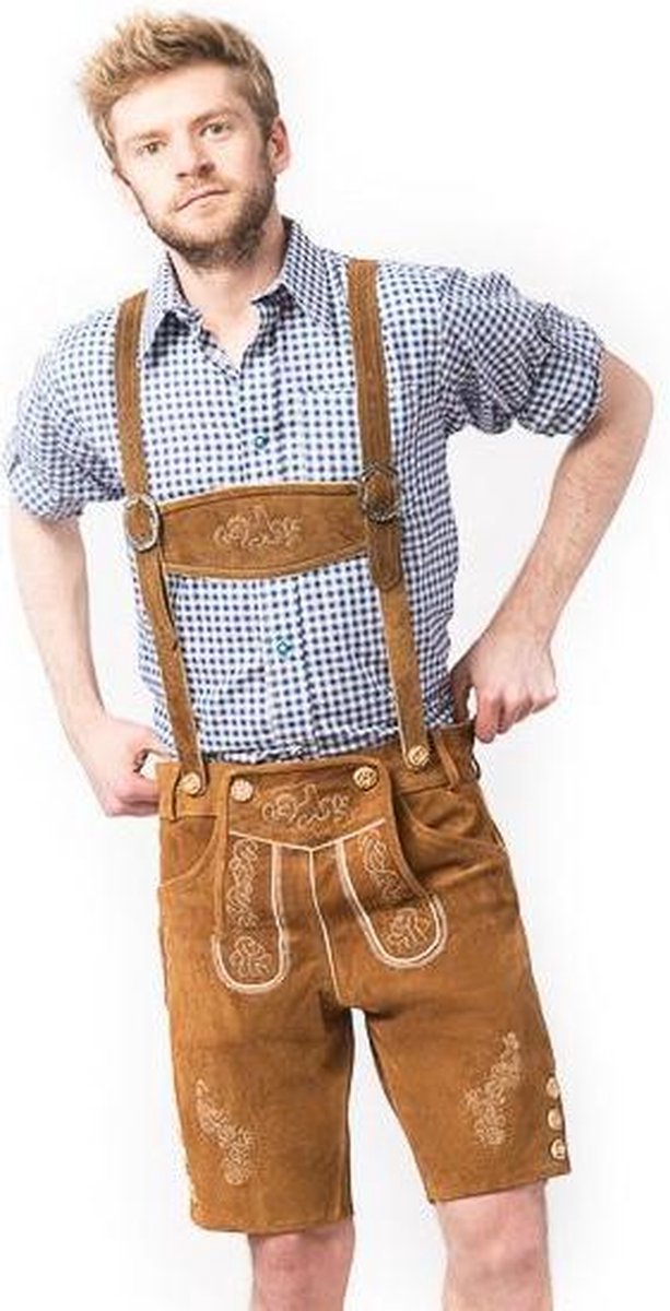Tannhauser Oktoberfest echte Lederhosen voor mannen | Anton Kort |  Bruin | Maat 4XL