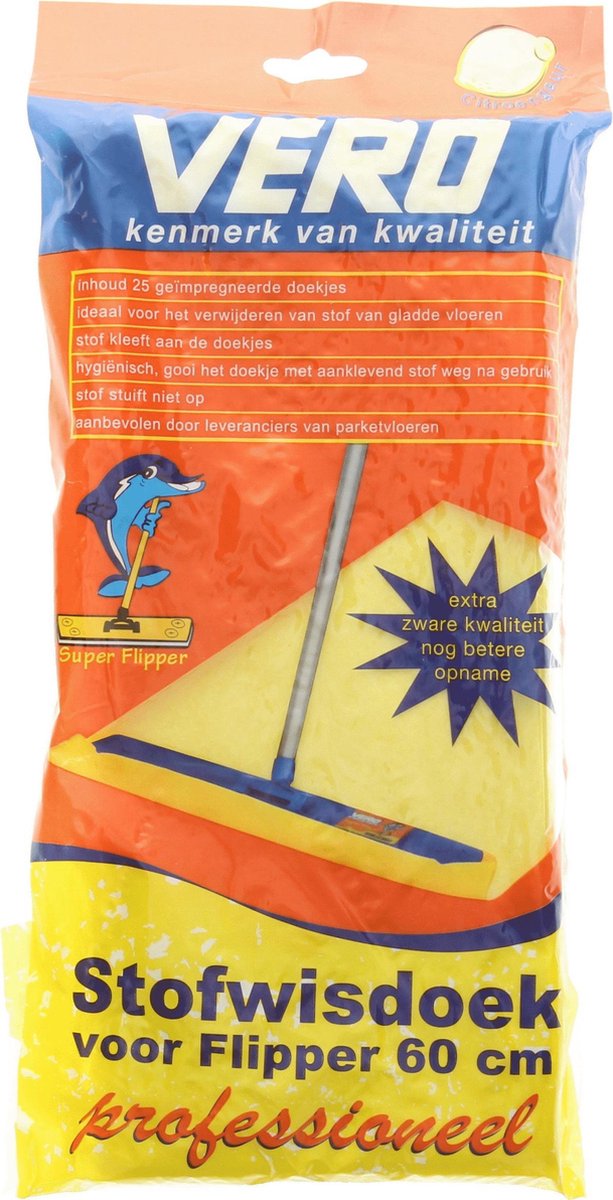 25x Stofdoeken met citroengeur voor stofwisser 60 cm - VloerFlipper60 - Huishouden - Schoonmaken - Stofwissers/vloerwissers stofdoekjes