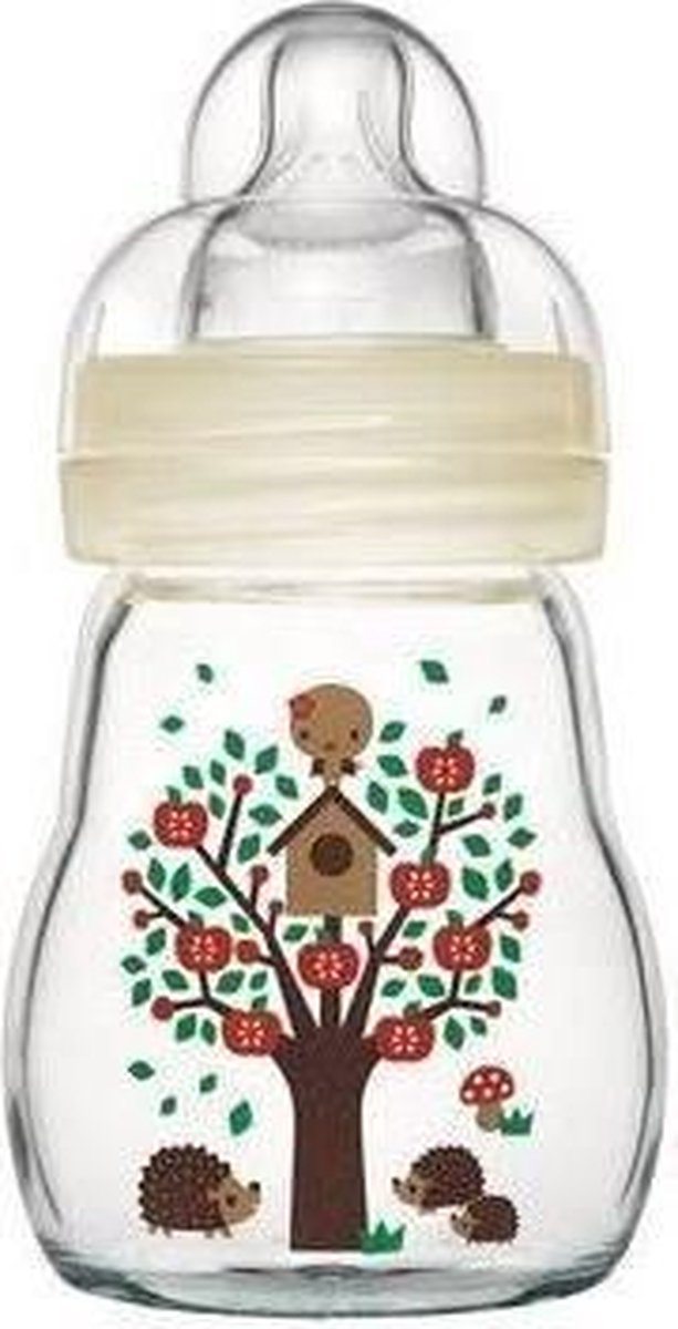 MAM-glazen fles - 170 ml - 0 tot 6 maanden - Speenstroom 1 - Wit