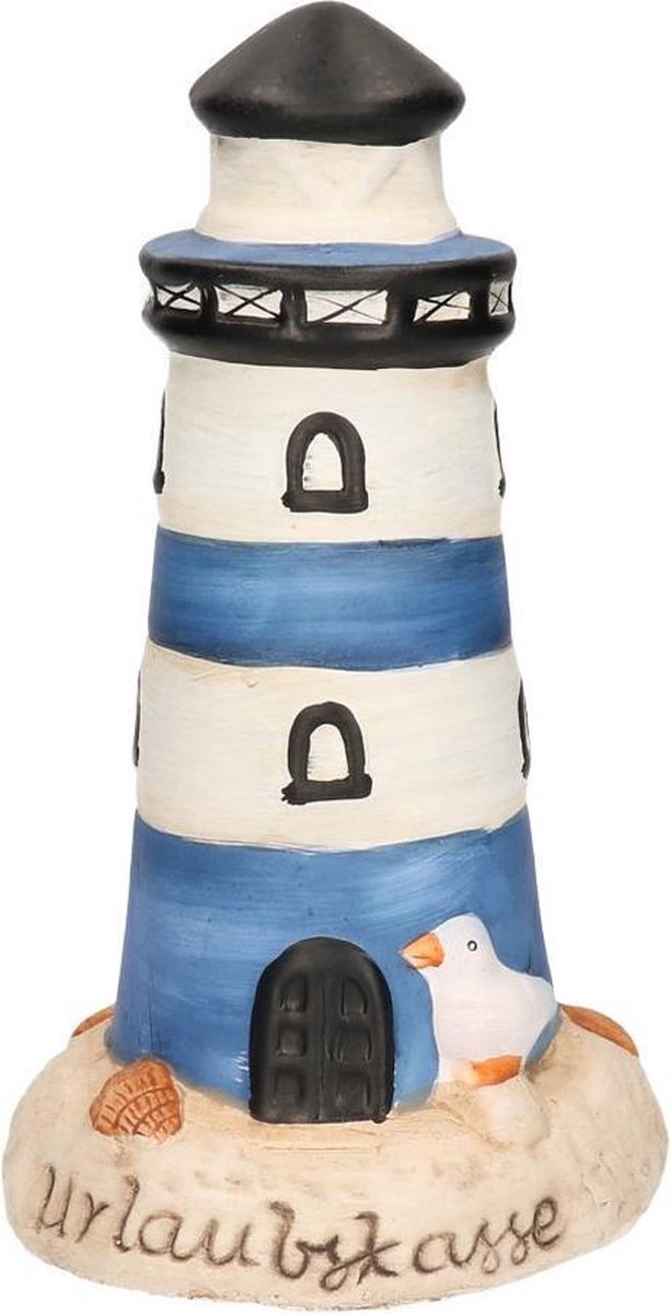 Spaarpot vuurtoren blauw 25 cm