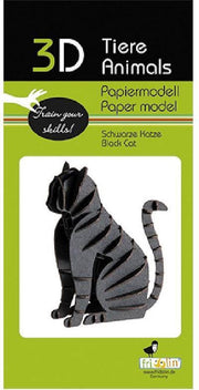 3D puzzel en bouwpakket zwarte kat van karton