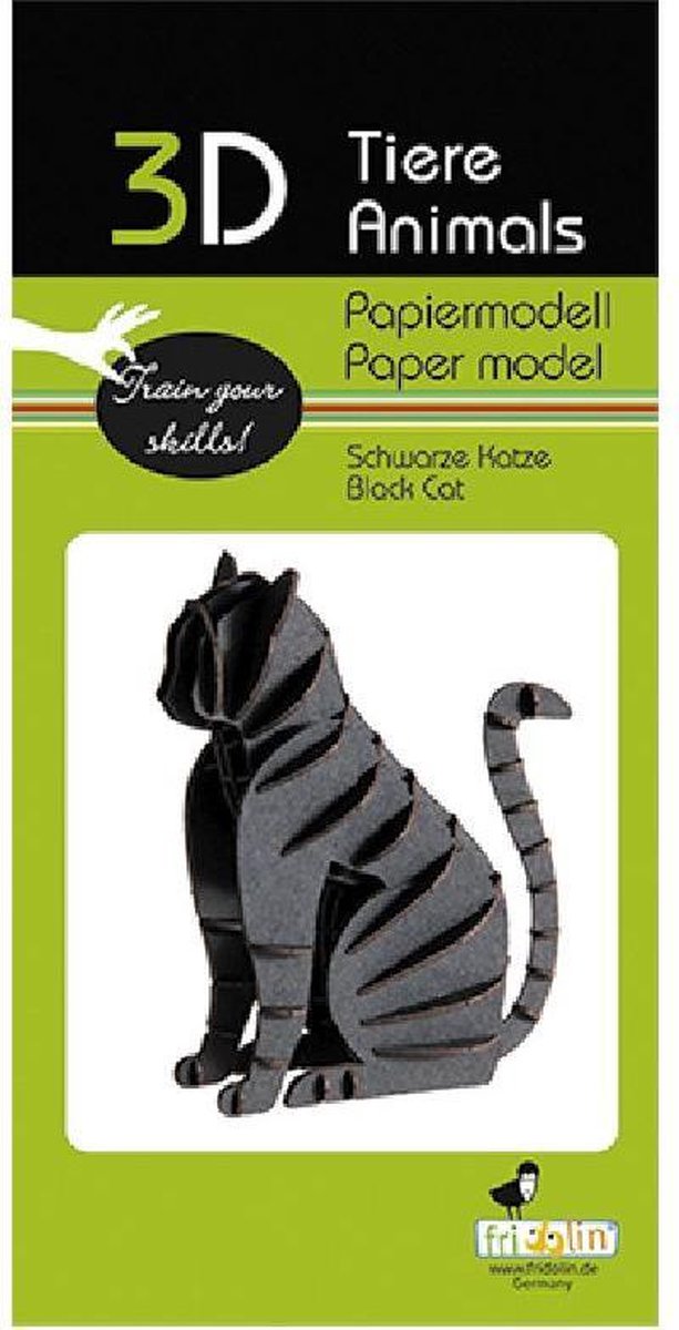 3D puzzel en bouwpakket zwarte kat van karton