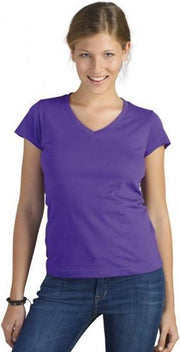 Dames t-shirt  V-hals paars 42 (XL)
