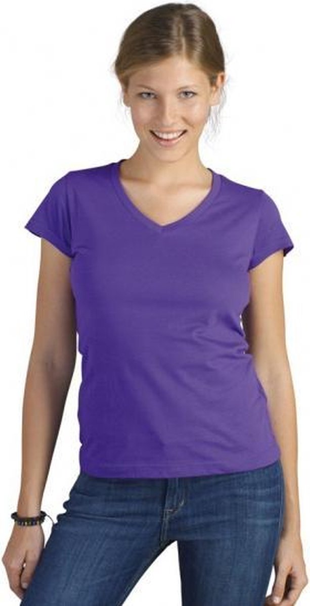 Dames t-shirt  V-hals paars 42 (XL)