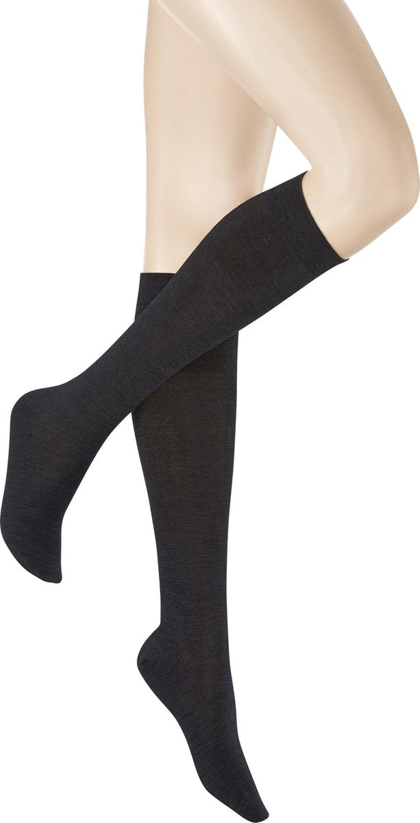 Kunert Soft Wool Cotton Dames Kniekousen - Anthrazit Mel - Maat 39-42