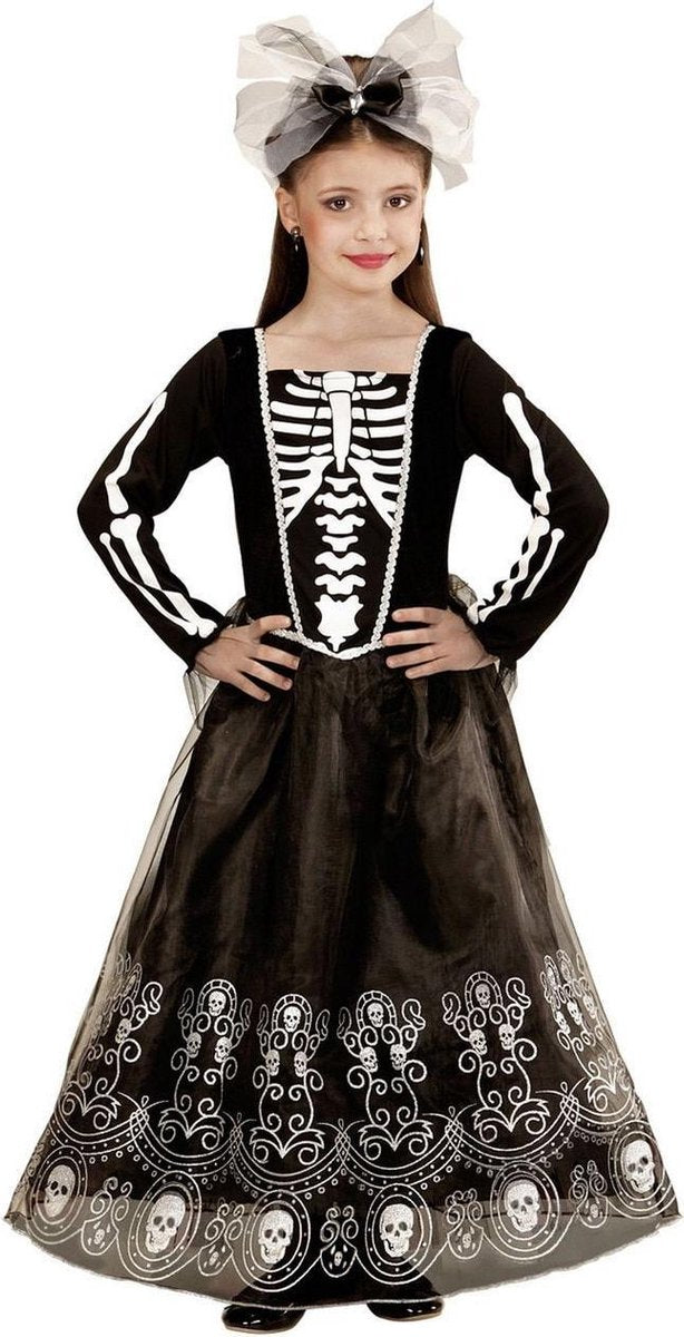 Skeletkostuum met lange rok voor meisjes - Verkleedkleding - Maat 128