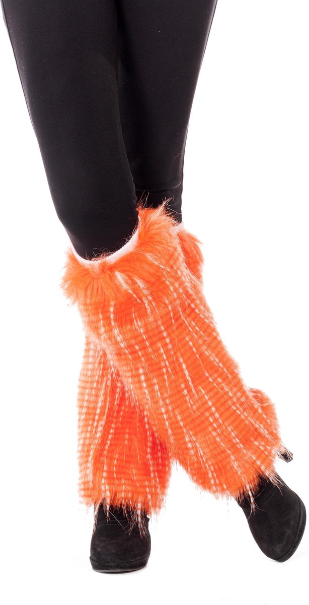 Beenwarmers pluche neon-oranje