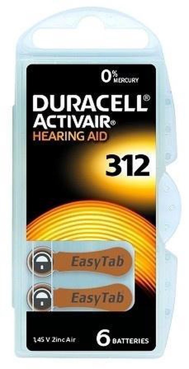 Duracell 312 ActivAir Hoorbatterijen - Bruin - 10x - 60 Stuks