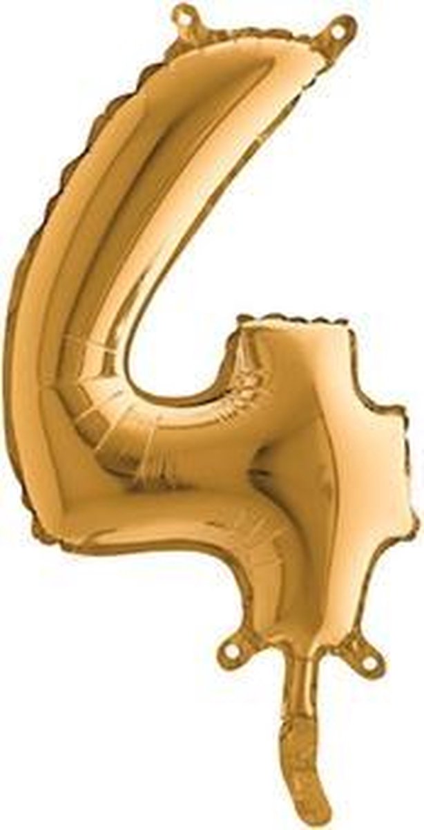 Folieballon - Cijfer 4 - Goud - Grabo balloon - 35cm
