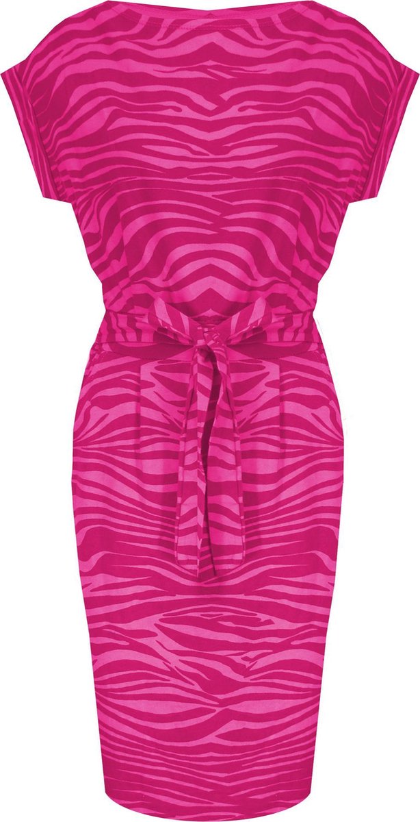 Zebra Strik Jurk Fuchsia